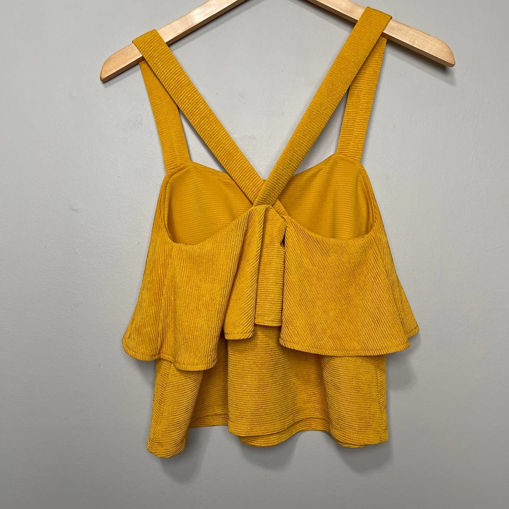 Madewell Ribbed Ruffle Float Flowy Tank Top Yellow S - Picture 2 of 6